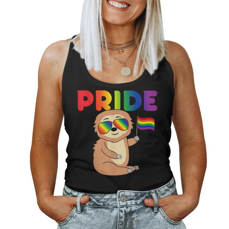 Sloth Gay Pride Rainbow Flag Proud Lgbtq Cool Lgbt Ally Women Tank Top