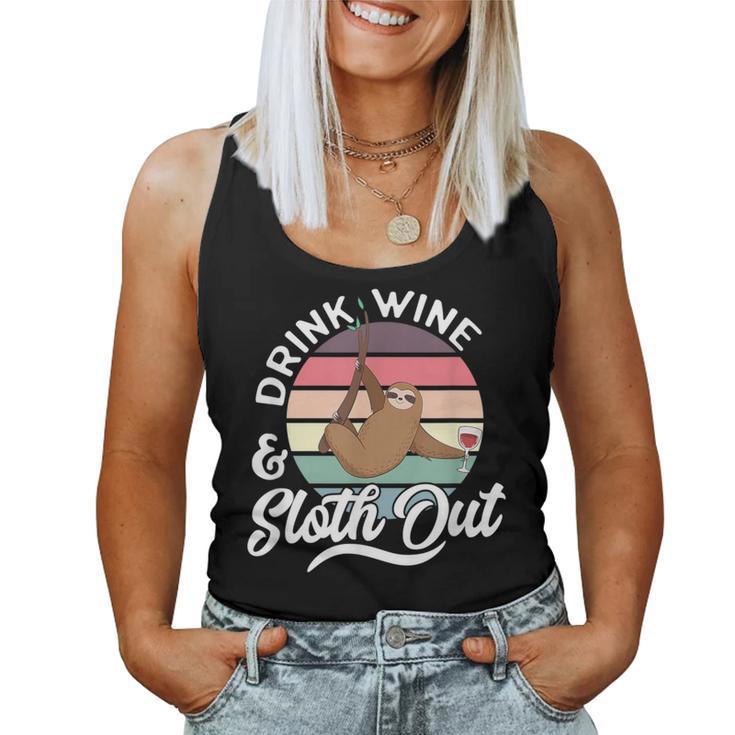 Sloth  Graphic Wine Women Tank Top