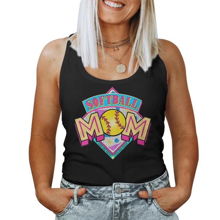 Softball Mom Retro 80S 90S Softball Mama For Mom Women Tank Top