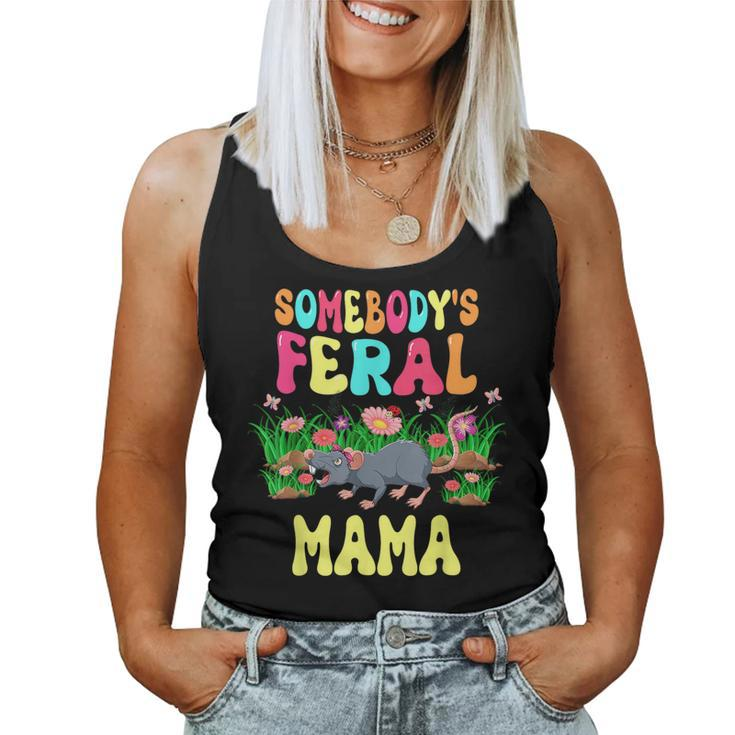 Somebodys Feral Mama Cute Rat Bow Tie Flowers Animal For Mama Women Tank Top