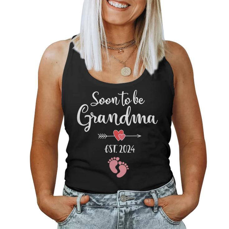 Soon To Be Grandma 2024 Pregnancy Announcement Baby Shower Women Tank Top Basic Casual Daily Weekend Graphic