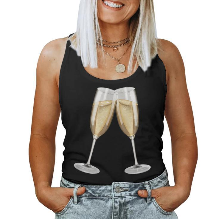Sparkling Wine Champagne Glasses Toast D010-0645B Women Tank Top
