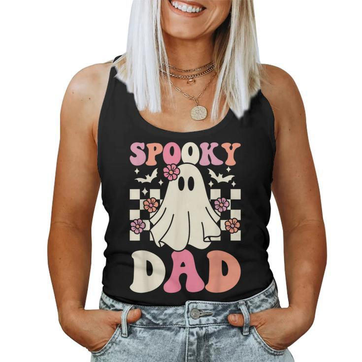 Spooky Dad Halloween Ghost Costume Retro Groovy Women Tank Top