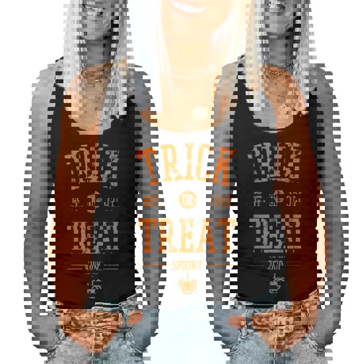 Spooky Fall Vibes Distressed Halloween Vibes Spooky Spider Halloween Women Tank Top