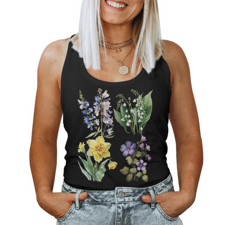 Spring Botanical Flowers Lily Valley Daisy Violet Daffodil Women Tank Top