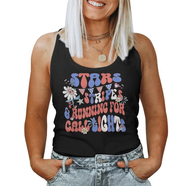 Stars And Stripes Running For Call Lights 4Th Of July Nurse Women Tank Top