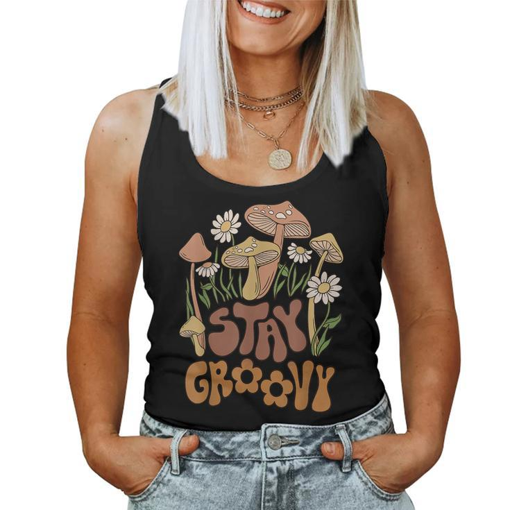 Stay Groovy Trendy Graphic Coconut Girl Hippie Floral Women Tank Top