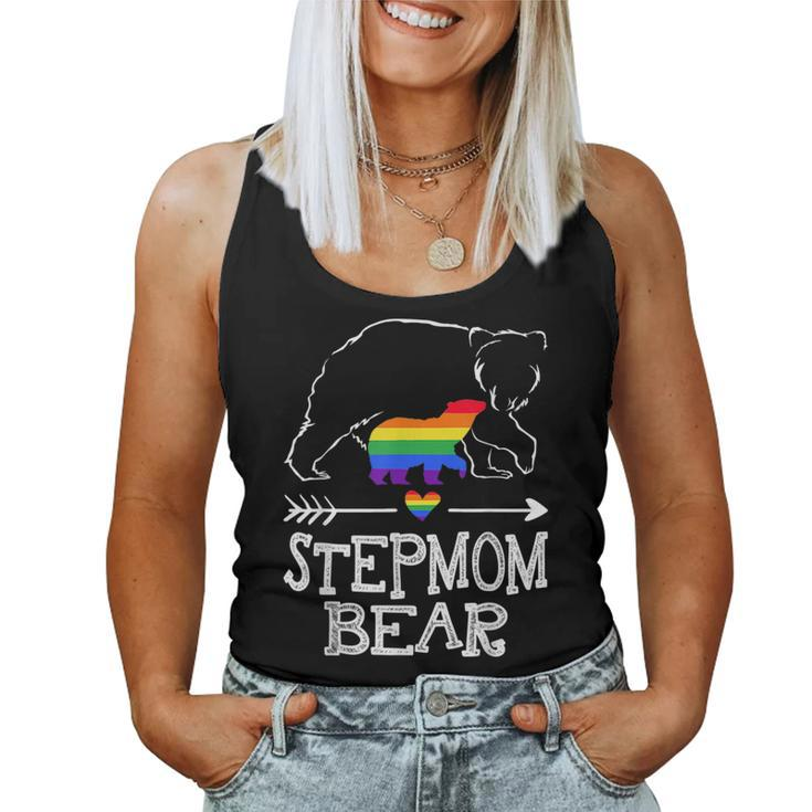 Stepmom Bear Proud Mom Rainbow Flag Lgbt Pride Women Tank Top