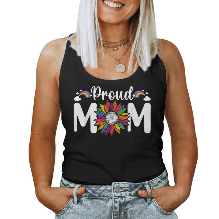 Sunflower Proud Mom Gay Pride Lgbt Mama Proud Ally Women Tank Top