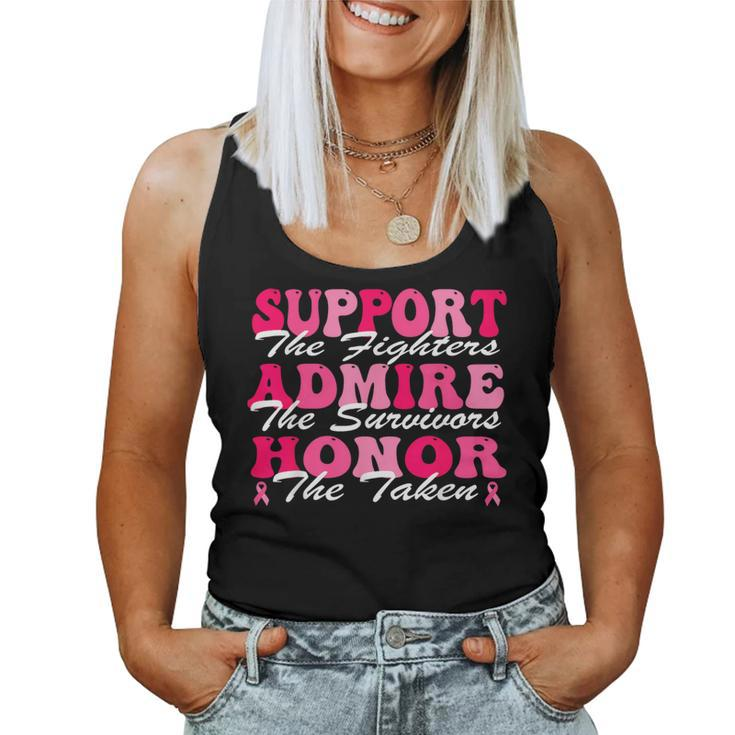 Support Admire Honor Breast Cancer Awareness Month Groovy Women Tank Top