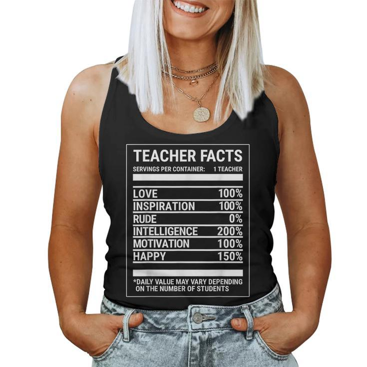 Teacher Facts Teaching Nutritional Facts Women Tank Top