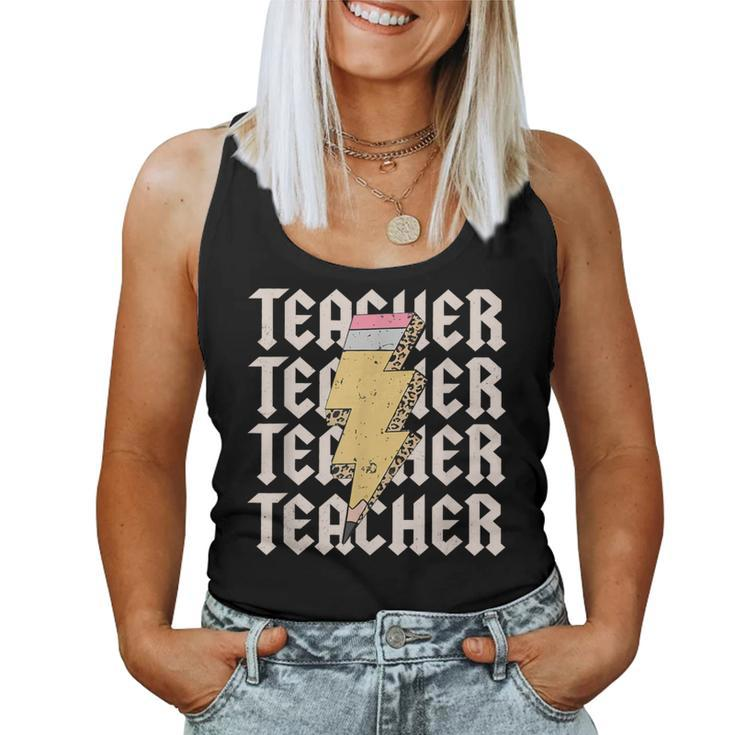 Teachers Rock Back To School Abcd Vintage Pencil Teacher Women Tank Top