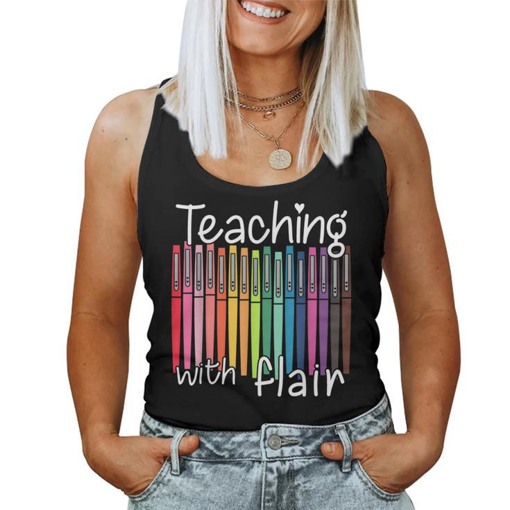 Teaching With Flair Pen Teacher Back To School Gifts Women  Women Tank Top Weekend Graphic