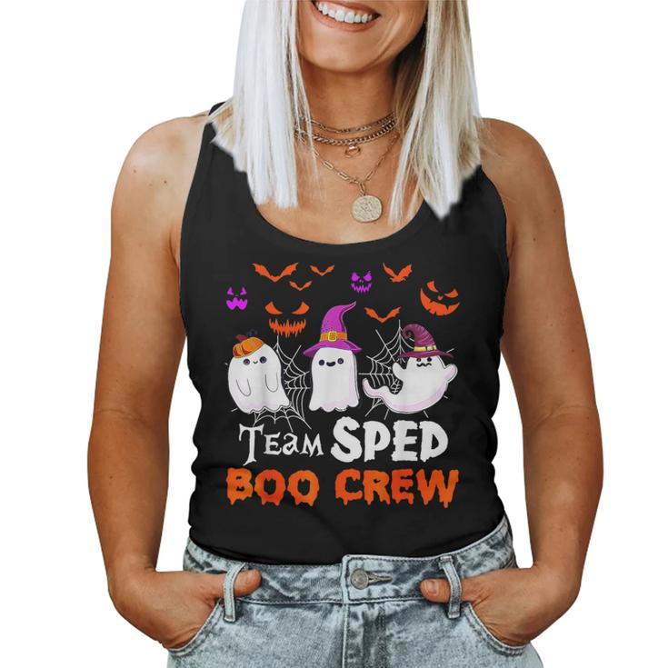 Team Sped Boo Crew Cute Ghost Halloween Costume Teacher Women Tank Top