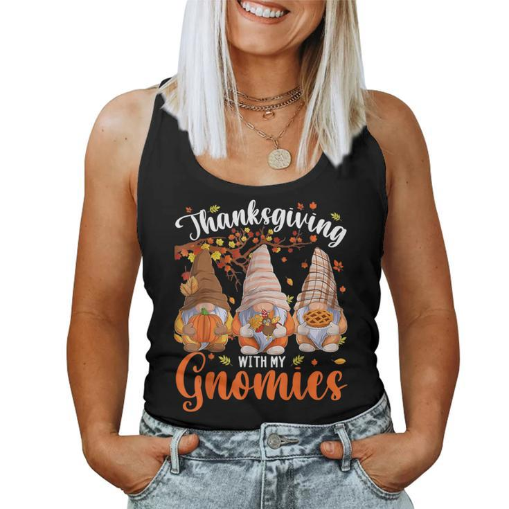 Thanksgiving With My Gnomies Fall Autumn Vibes Gnome Pumpkin Women Tank Top