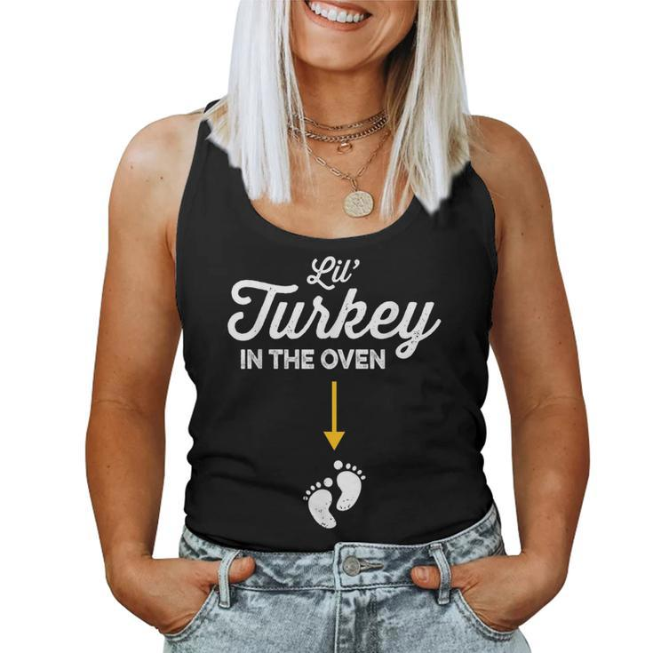Thanksgiving Pregnancy New Mom Lil Turkey In The Oven Women Tank Top