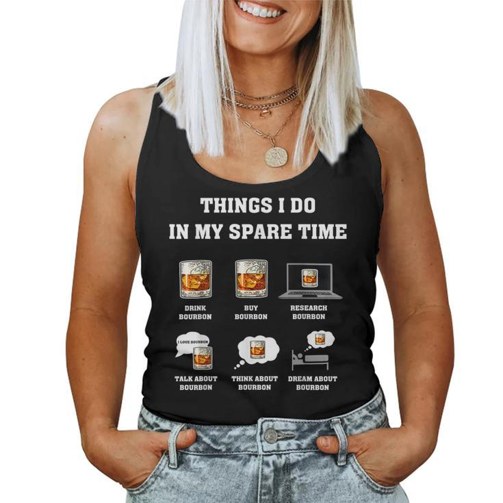 Things I Do In My Spare Time Drink Bourbon Whiskey Short Sleeve Women Tank Top