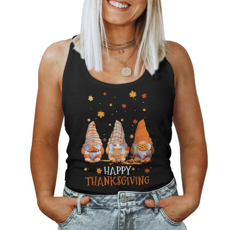 Three Gnomes Happy Thanksgiving Autumn Fall Pumpkin Spice Women Tank Top