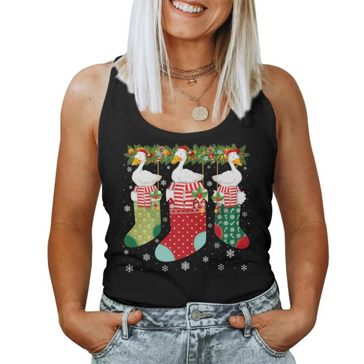 Three Goose In Socks Ugly Christmas Sweater Party Women Tank Top