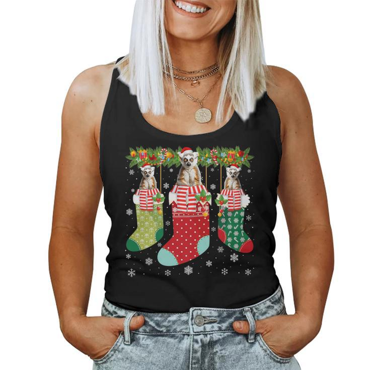 Three Lemur In Socks Ugly Christmas Sweater Party Women Tank Top
