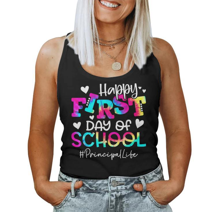 Tie Dye Principal Happy First Day Of School Teacher Women Tank Top