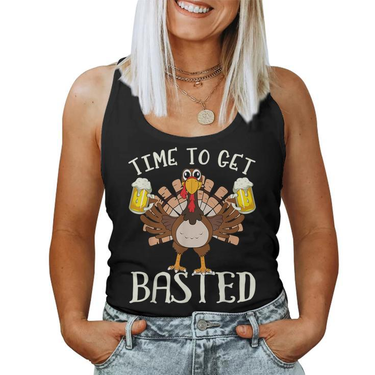 Time To Get Basted Beer Let's Get Adult Turkey Women Tank Top