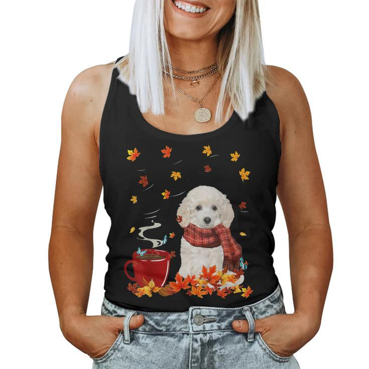 Toy Poodle Fall Red Scarf Autumn Leaf For Dog Lover Women Tank Top