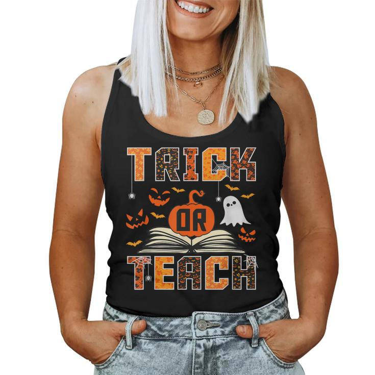 Trick Or Teach Retro Halloween Teacher Costume Women Tank Top