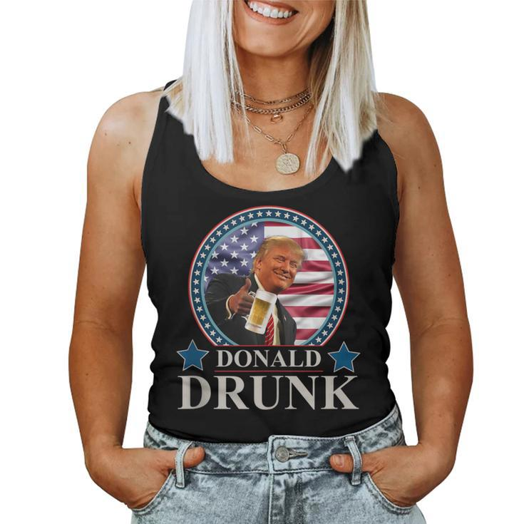 Trump 4Th Of July Donald Drunk Drinking Presidents Women Tank Top