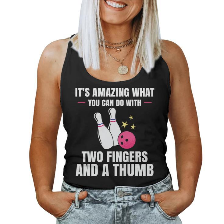 Two Fingers And A Thumb Bowling Player Bowler Outfit Bowling Women Tank Top