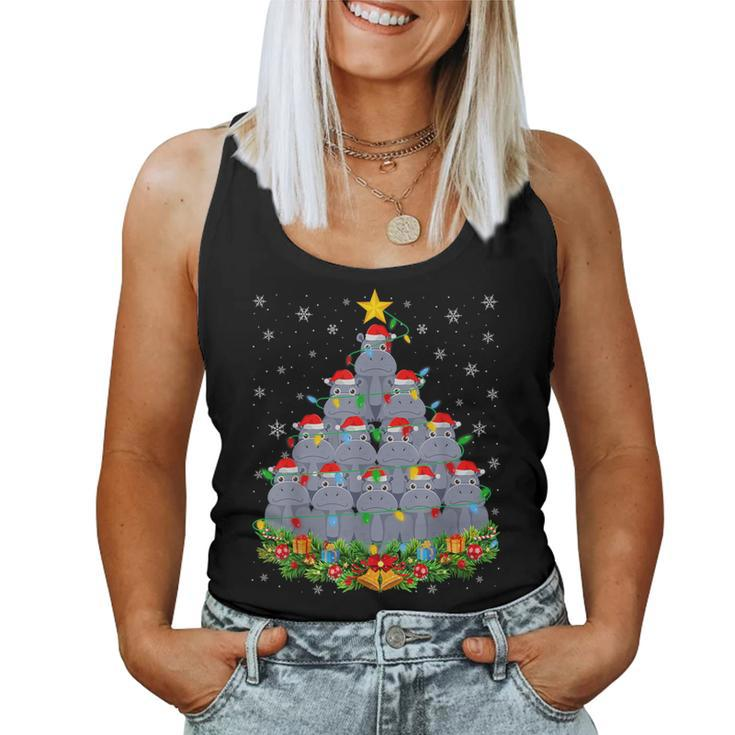 Ugly Christmas Sweater Day Hippo Christmas Tree Women Tank Top