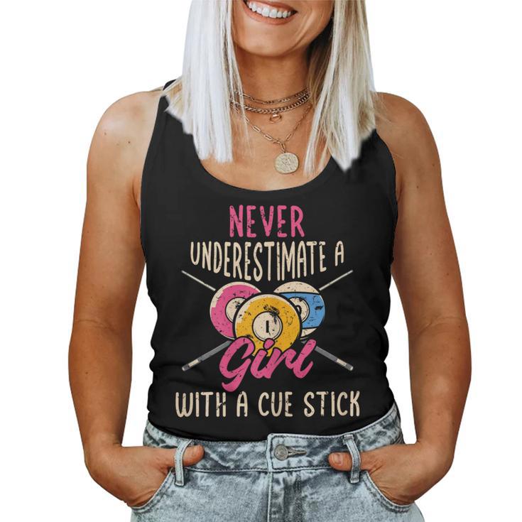 Never Underestimate A Girl With A Cute Stick Billiard Pool Women Tank Top