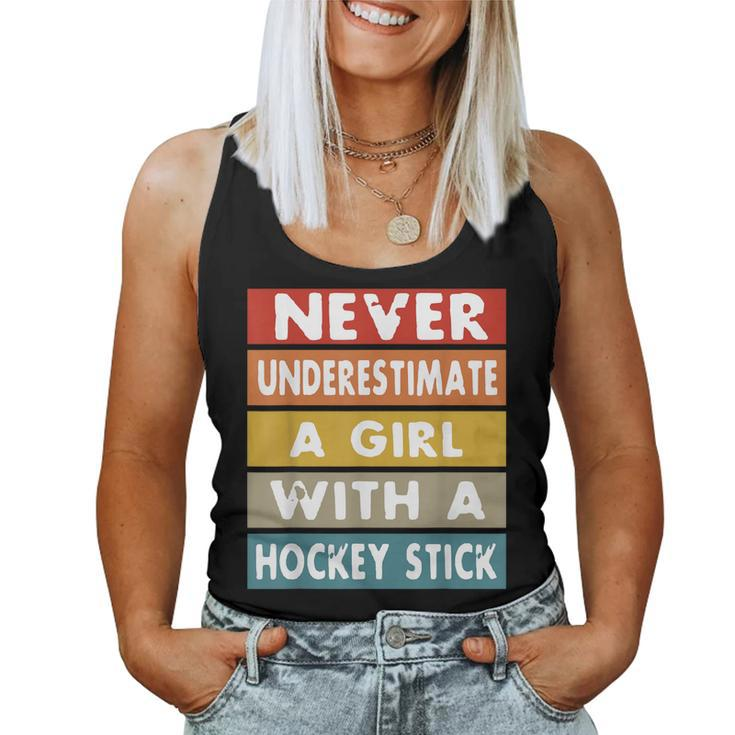 Never Underestimate A Girl With A Hockey Stick Women Tank Top