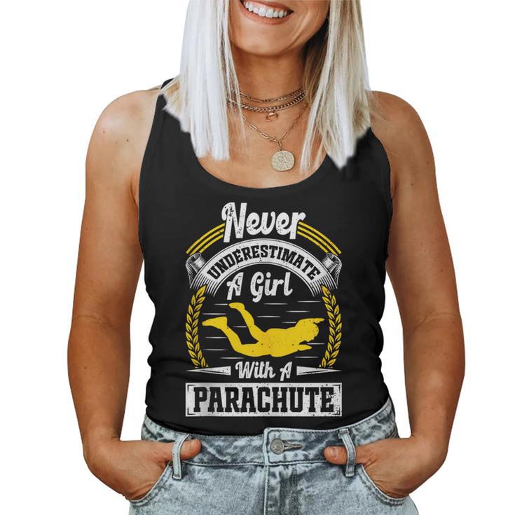 Never Underestimate A Girl With A Parachute Skydiving Women Tank Top