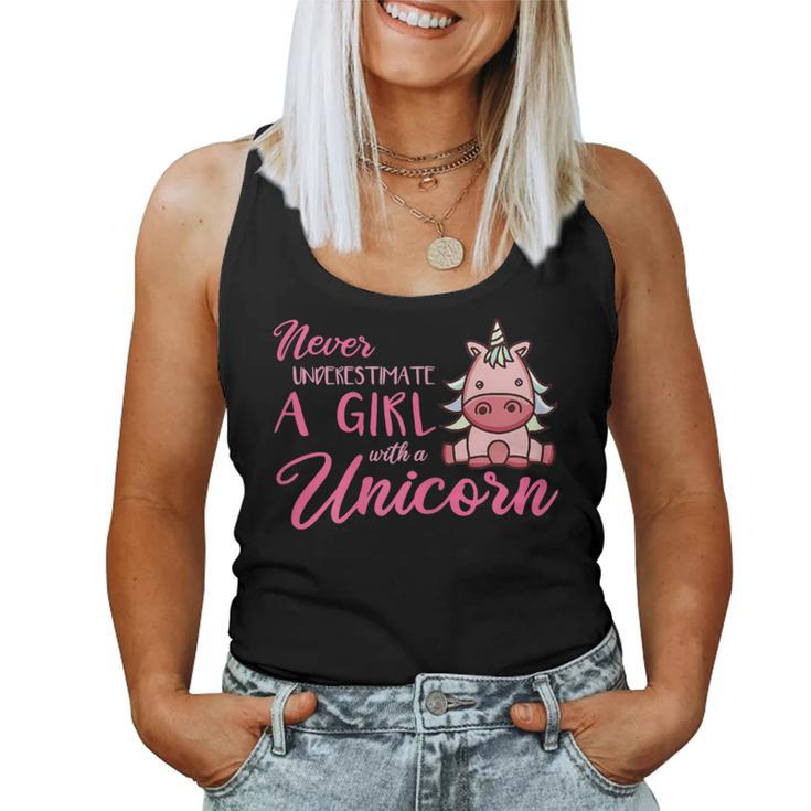 Never Underestimate A Girl With A Unicorn Girls Unicorns Women Tank Top