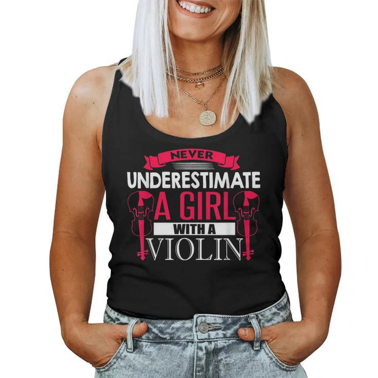 Never Underestimate A Girl With A Violin Cute Music Women Tank Top
