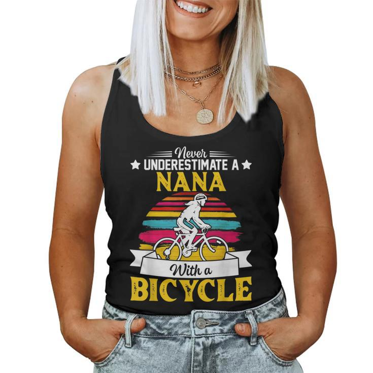 Never Underestimate A Nana With A Bicycle Vintage Women Tank Top