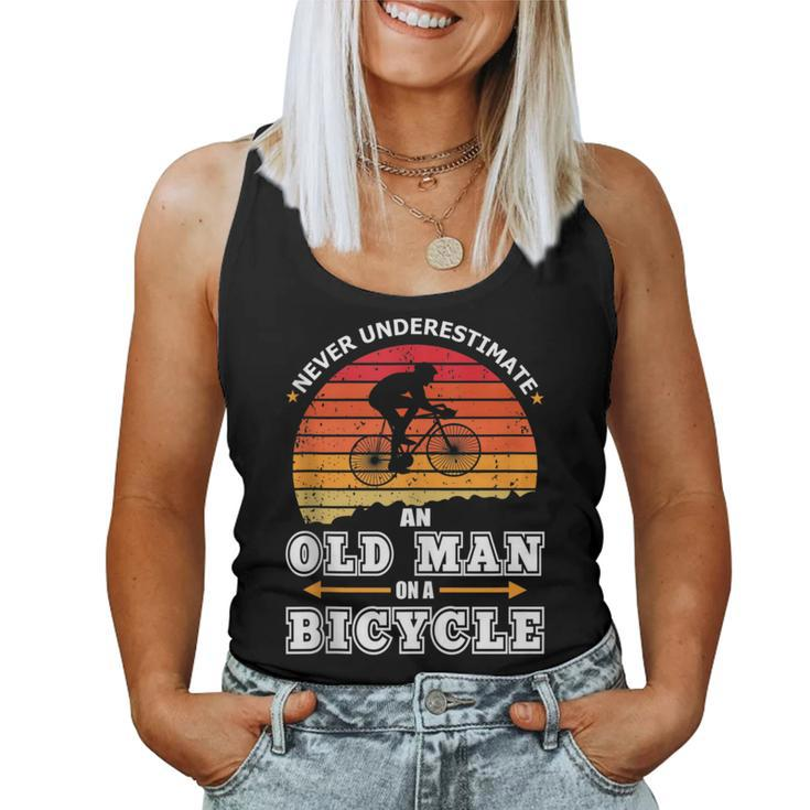 Never Underestimate An Old Man On A Bicycle Retired Cyclist Women Tank Top