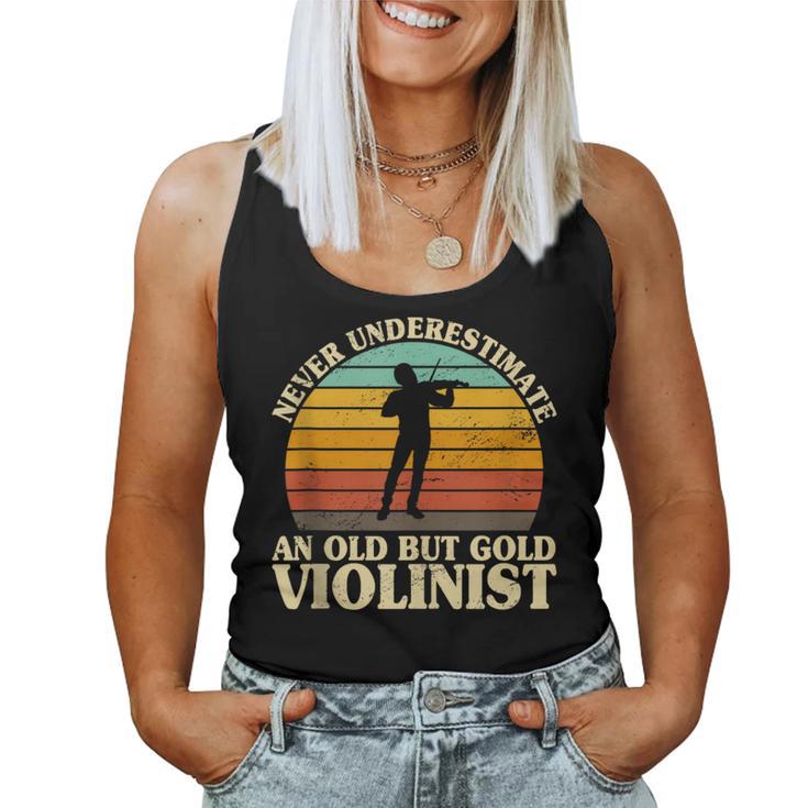 Never Underestimate An Old Violinist Violin Teacher Fiddle Women Tank Top