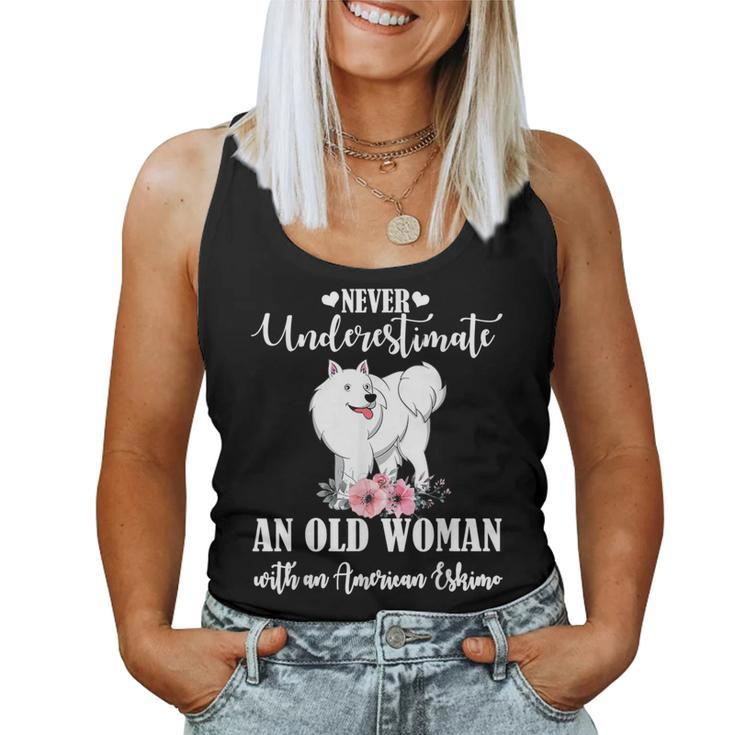 Never Underestimate An Old Woman With American Eskimo Women Tank Top