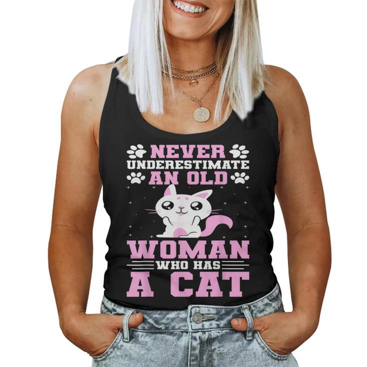 Never Underestimate An Old Woman Who Has A Cat Women Tank Top