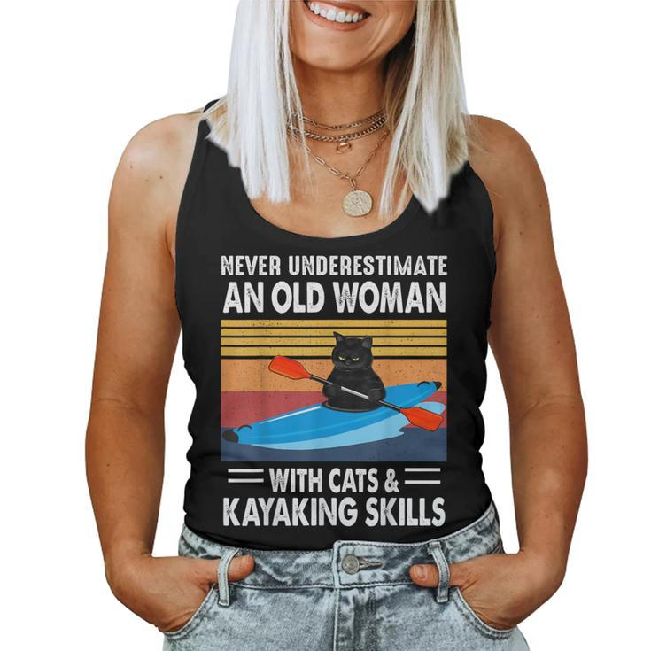 Never Underestimate An Old Woman With Cats And Kayaking Women Tank Top