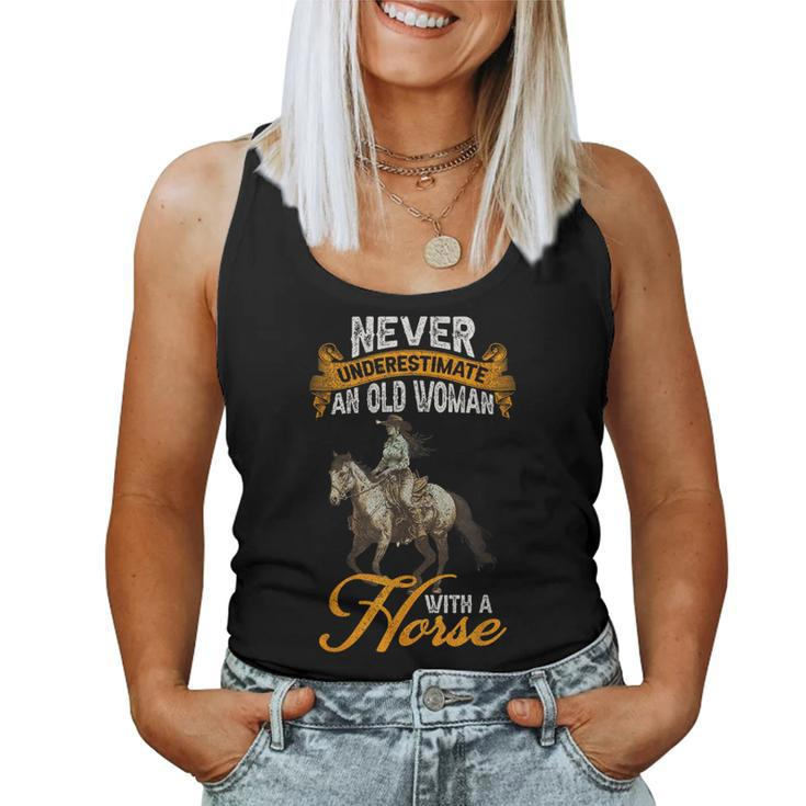 Never Underestimate An Old Woman With A Horse Riding Horses Women Tank Top