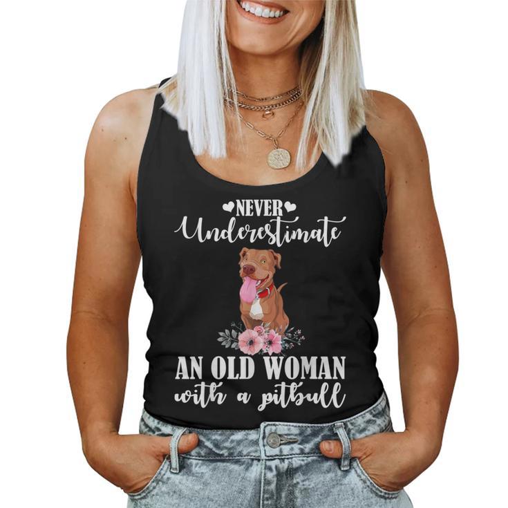 Never Underestimate An Old Woman With Pitpull Women Tank Top