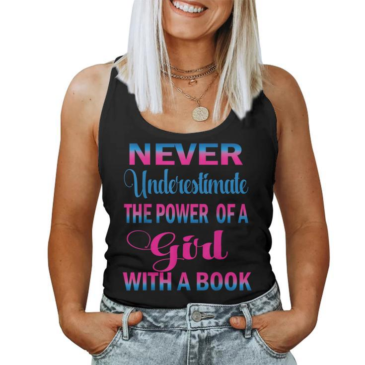 Never Underestimate The Power Of A Girl Book Librarian Women Tank Top