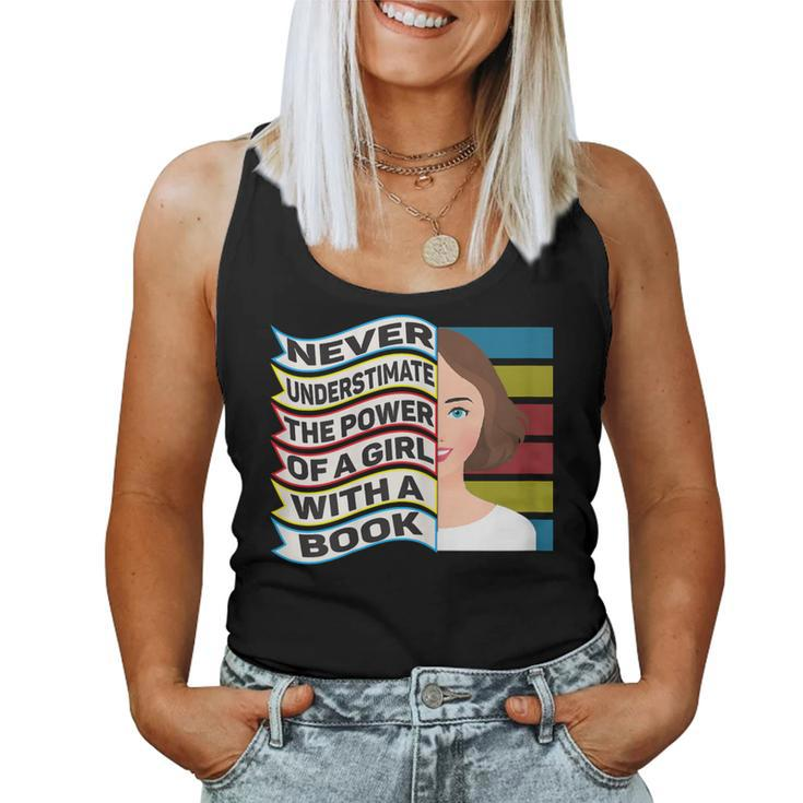 Never Underestimate Power Of Girl With Book Young Rbg Women Tank Top
