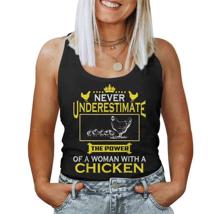 Never Underestimate The Power Of Woman With Chicken Farmer T Women Tank Top