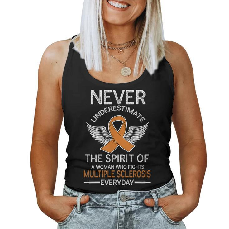 Never Underestimate Retro A Woman Fights Multiple Sclerosis Women Tank Top