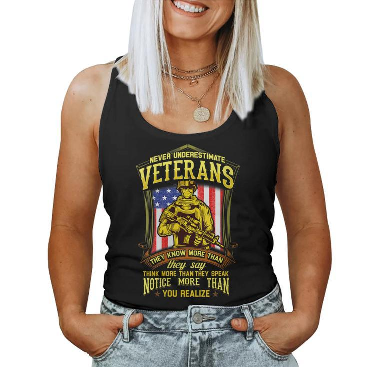 Never Underestimate A Veteran Military Women Tank Top
