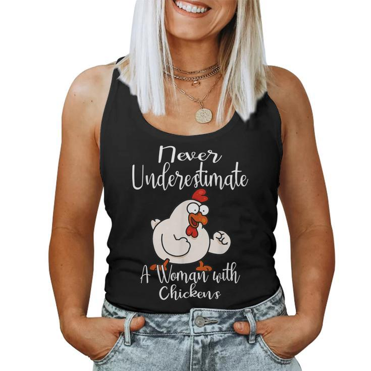 Never Underestimate A Woman With Chickens Farmer Chicken Women Tank Top